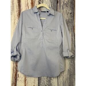 New York and Company Light Blue Blouse Medium